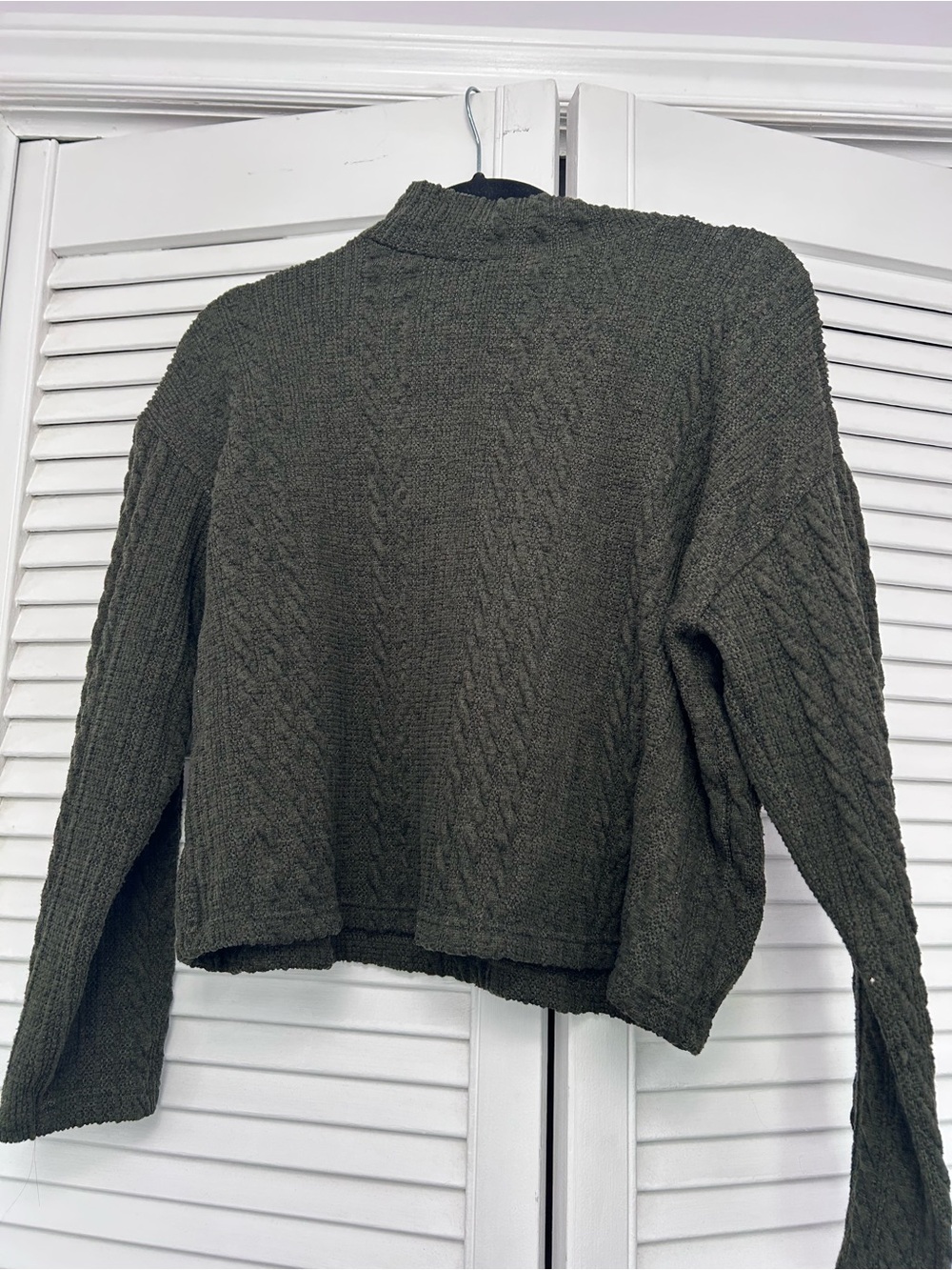 New Look Olive Green Cable Knit Turtleneck Sweater